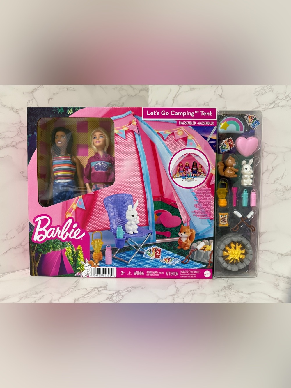 Barbie Camping Playset Tent with Pink and Blue Accents